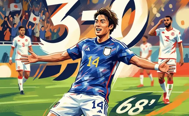 再下一城！伊东纯也68分钟破门，日本3-0突尼斯