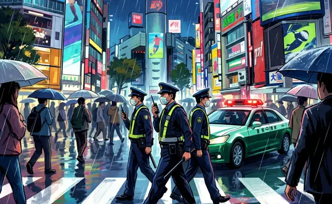 日媒：东京涩谷路口有警车待命，多名警察成组巡逻，或与体育赛事安保有关